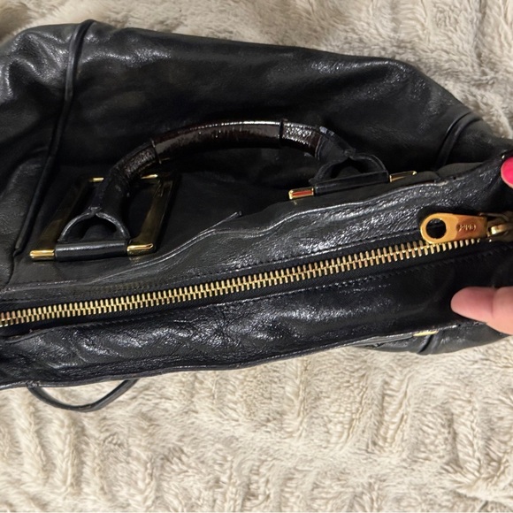 Authentic Chloé Ethel Black Leather Handbag with Gold Hardware - Picture 12 of 16